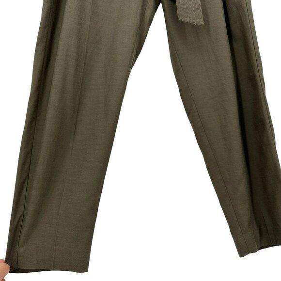 NWT Trouve Pleated Belted Green Tapered Dress Pants Womens 6 - Picture 3 of 9